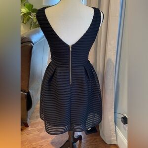 Everly Black Dress with Lace Pattern and Gold Zipper in Back Lined Size Small